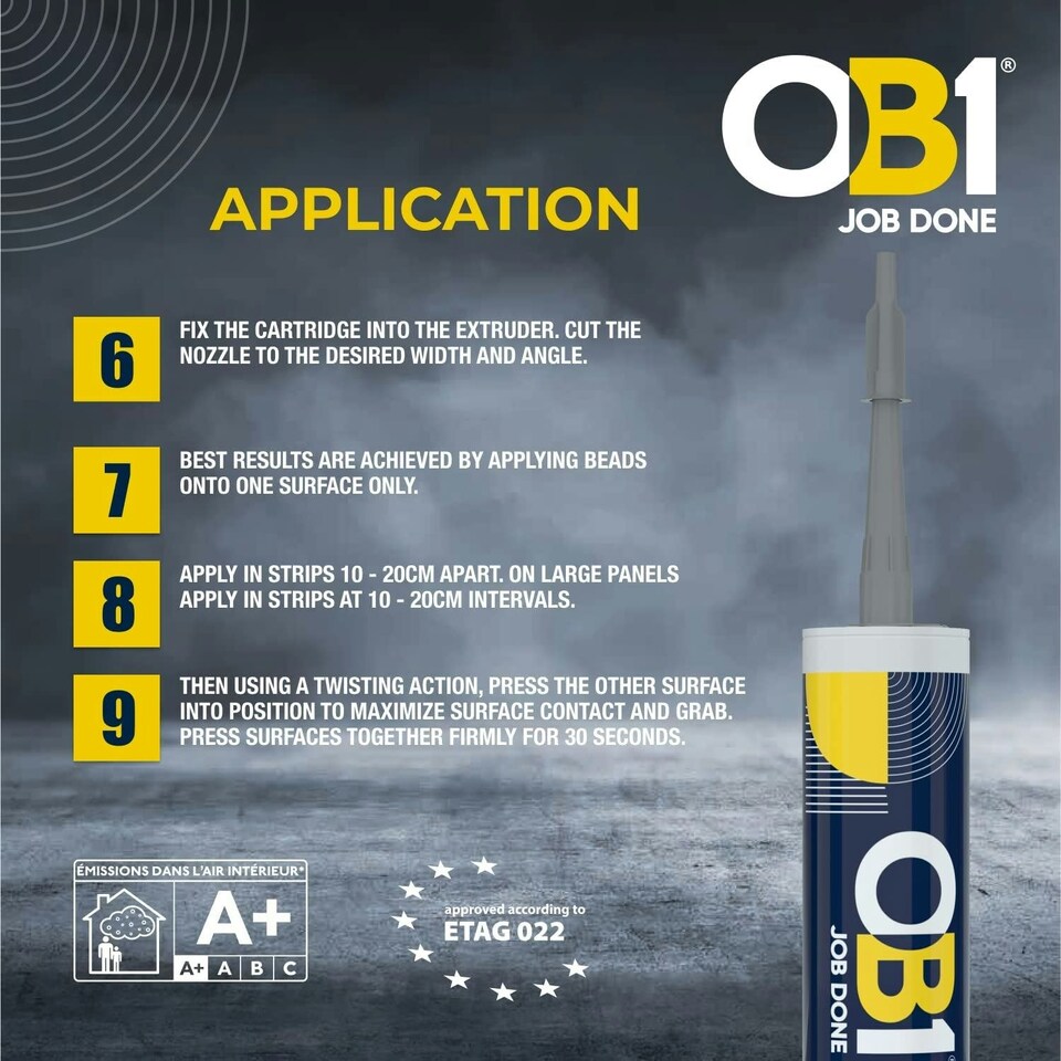 image 1 of OB1 Grey Multi-Surface Construction Sealant & Adhesive Silicone Pack of 2