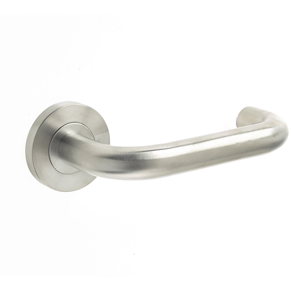 Contemporary 19mm Satin Stainless Steel Door Handle on 8mm Sprung Rose Interior Handle