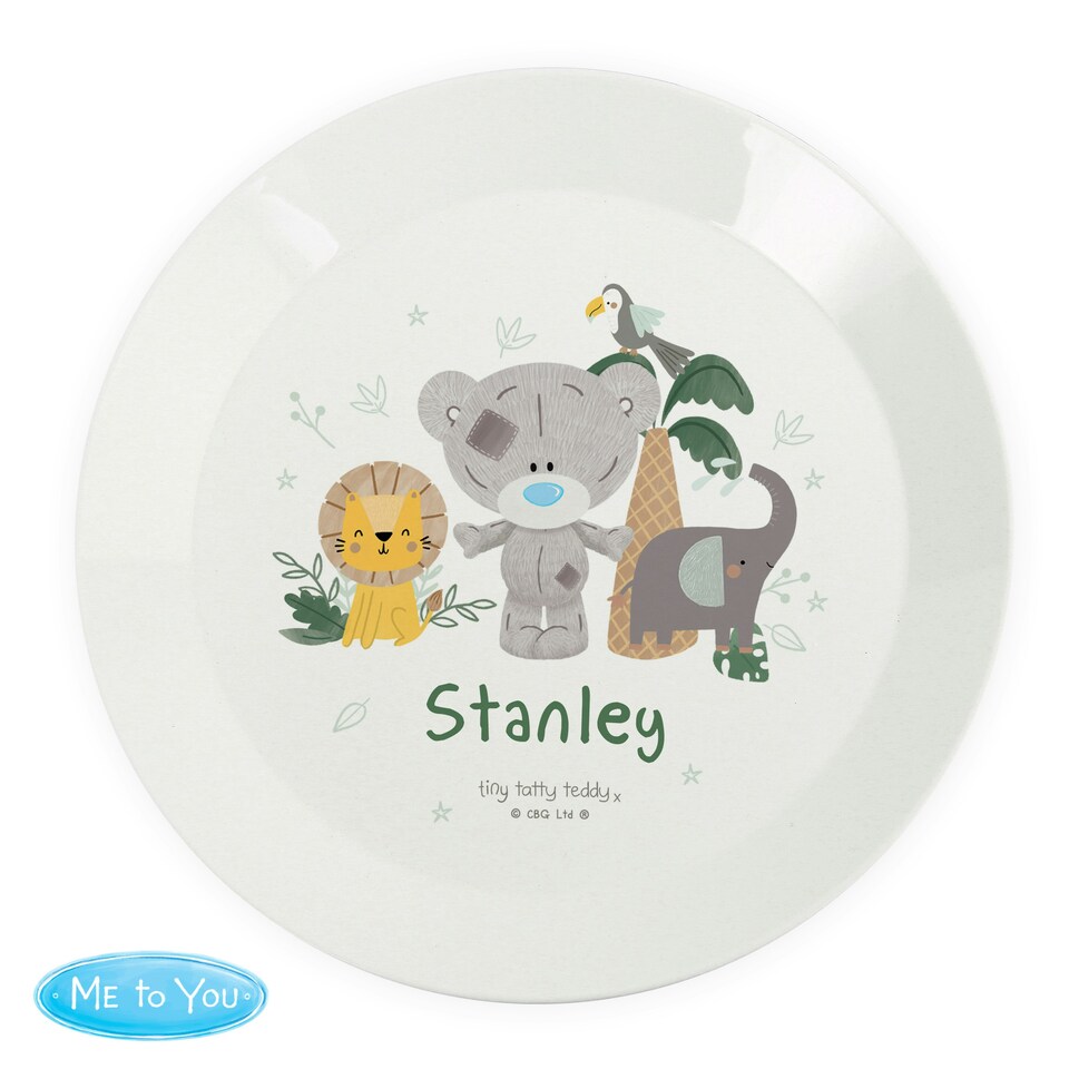image 1 of Personalised Tiny Tatty Teddy Jungle Animals Plate