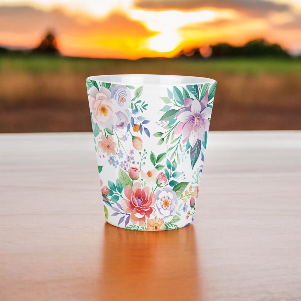 image 1 of Floral Bouquet Small Ceramic Plant Pot