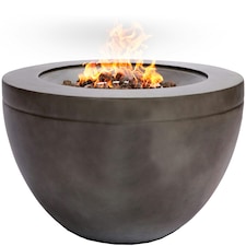 MDA Designs TABITI Dark Grey Gas Fire Pit for Garden & Patio - Luxurious Eco-Stone Finish Outdoor Heater Fire Pit