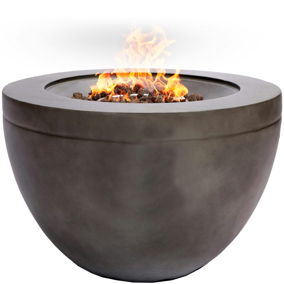 image 1 of MDA Designs TABITI Dark Grey Gas Fire Pit for Garden & Patio - Luxurious Eco-Stone Finish Outdoor Heater Fire Pit