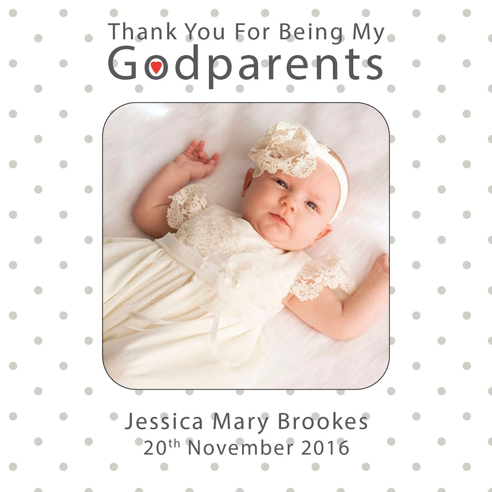 image 1 of Personalised Godparents Photo Upload Coaster Card Godmother Thank You
