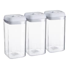 Argon Tableware Flip Lock Plastic Food Storage Containers - 1.2 Litre - White - Pack of 3
