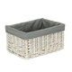 image 4 of White Wash Grey Lined Open Storage Basket Small | Grey | Grey
