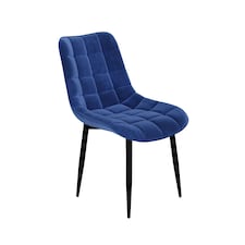 Set of 6 Nova Modern Velvet Dining Chair Padded Seat Metal Legs (Blue)