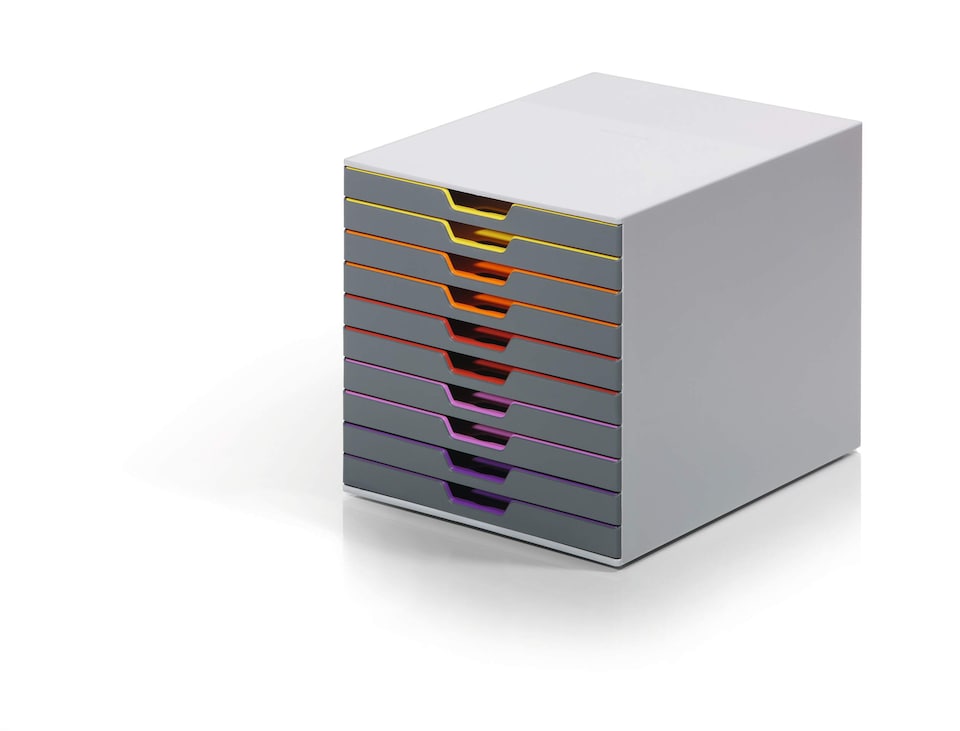 image 1 of Durable VARICOLOR Desktop Organiser 10 Drawer Colour Coded Modular Storage | A4+