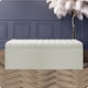 image 1 of 90cm Safar Large Striped Storage Ottoman Box, Cream Plush Velvet Upholstered Deep Storage Ottoman End of Bed Bench