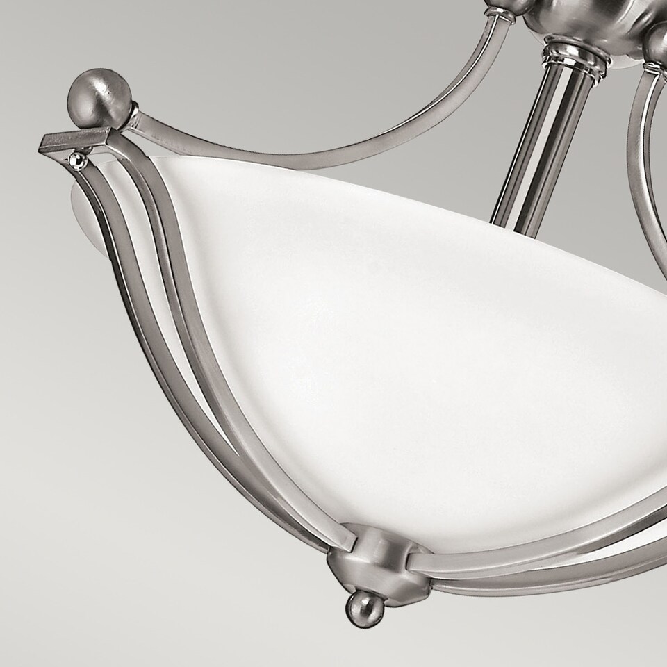 image 1 of Bolla 2 Light Semi Flush Ceiling Light Brushed Nickel, E27