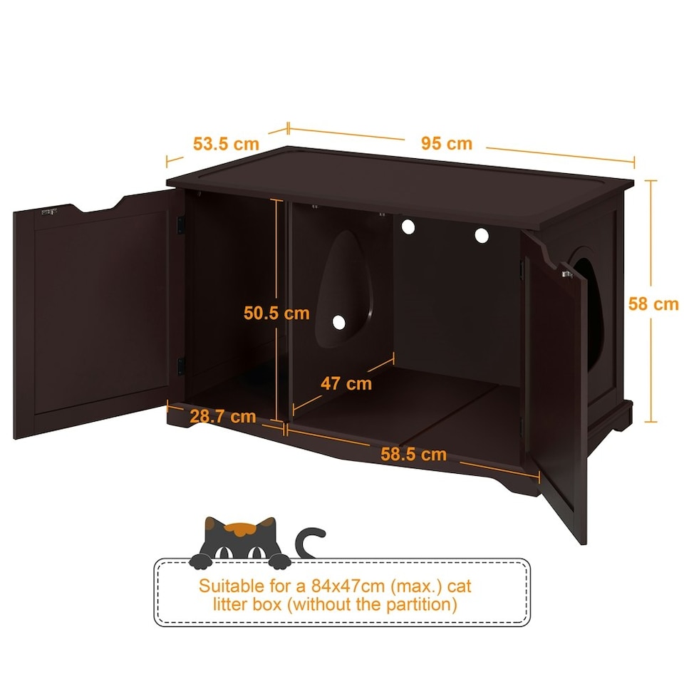 image 1 of Yaheetech Hidden Cat Litter Box Furniture N/A | Espresso | One Size