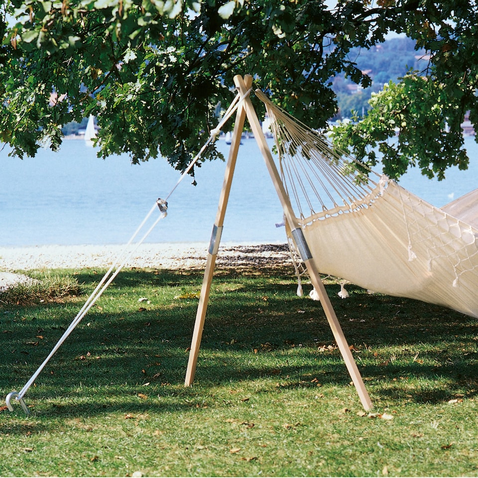 image 1 of Madera Wooden Post Hammock Stand Brown
