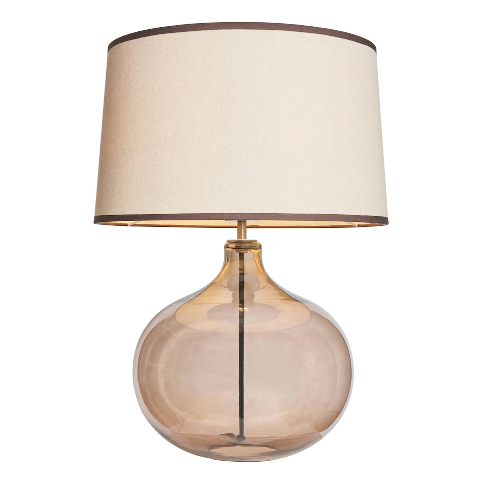 image 1 of BHS Petrice Large Smoked Brown Glass Table Lamp