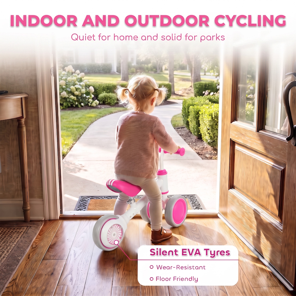 image 1 of AIYAPLAY Balance Bike with 135° Steering Limit for Toddlers 1-2 Years, Pink