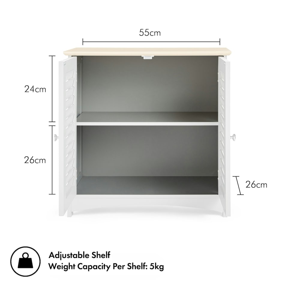 image 1 of VonHaus Shrewsbury Grey Bathroom Storage Cabinet with Wood Effect Top