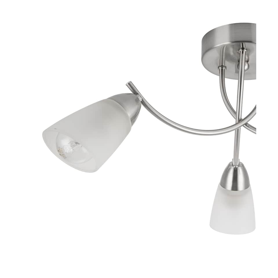 image 1 of COSYLYTE Hallie Bathroom Light 3 Classic Glass Ceiling Light - Brushed Nickel | Silver | Brushed Nickel | 1