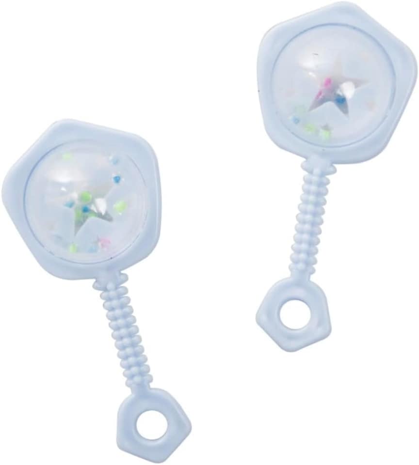 image 1 of Pack of 6 2.5" Blue Baby Rattles For Baby Shower Favors