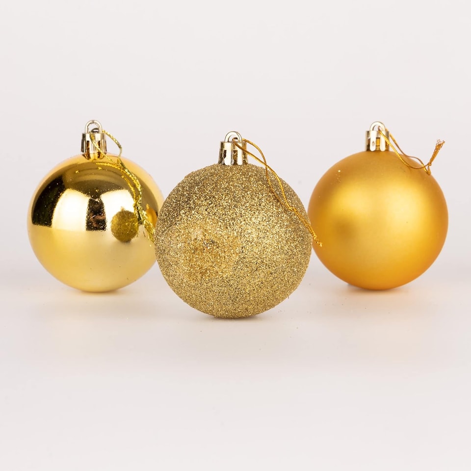 image 1 of 50mm/12Pcs Christmas Baubles Shatterproof Gold,Tree Decorations