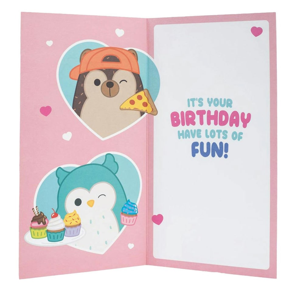 image 1 of Squishmallows Birthday Card - Green/Pink - One Size