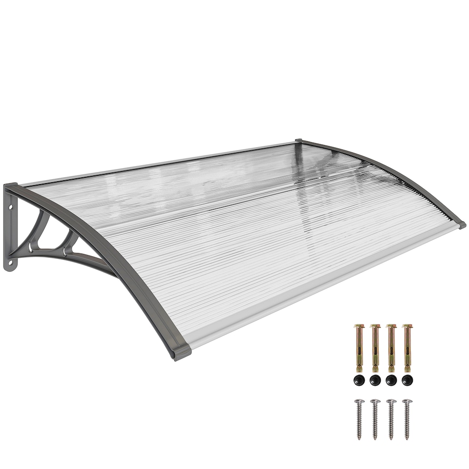 image 1 of Outsunny Door Canopy Outdoor Awning Rain Shelter for Window Porch, Grey | Green