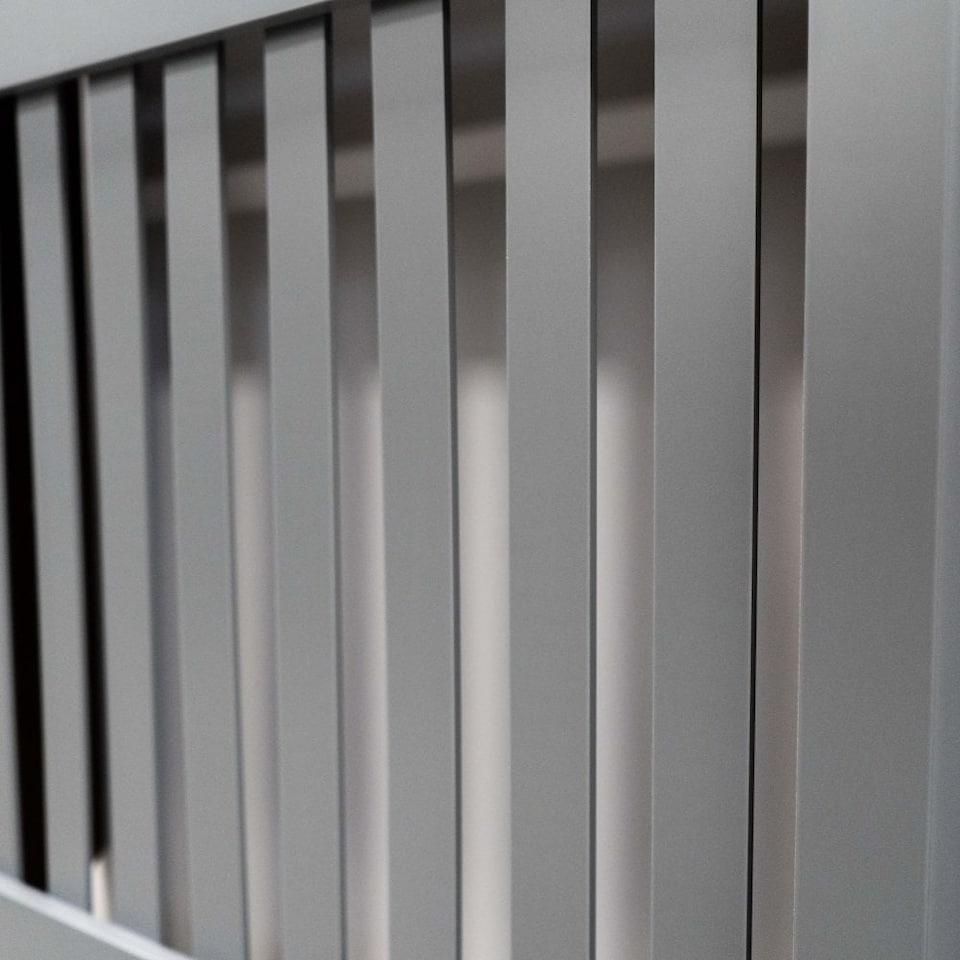 image 1 of JSH Radiator Cover Vertical Grey Slat Wood MDF - Small - 78cm (W) x 81.5cm (H) x 19cm (D) | Grey