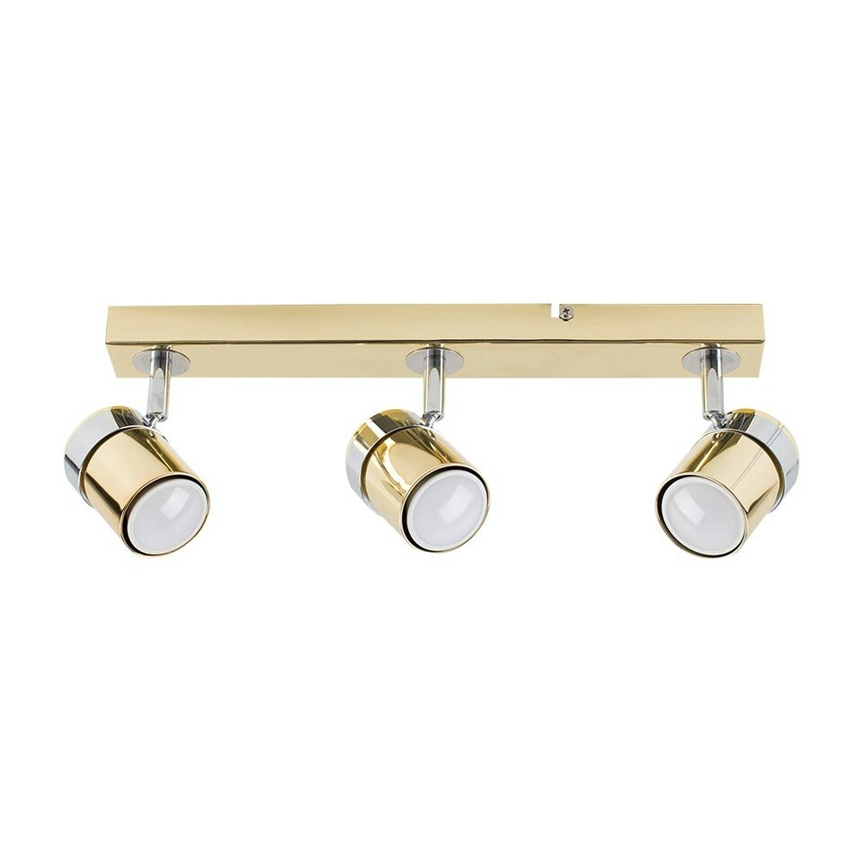 image 1 of ValueLights 3 Way Adjustable Chrome And Polished Gold Effect Straight Bar Ceiling Spotlight