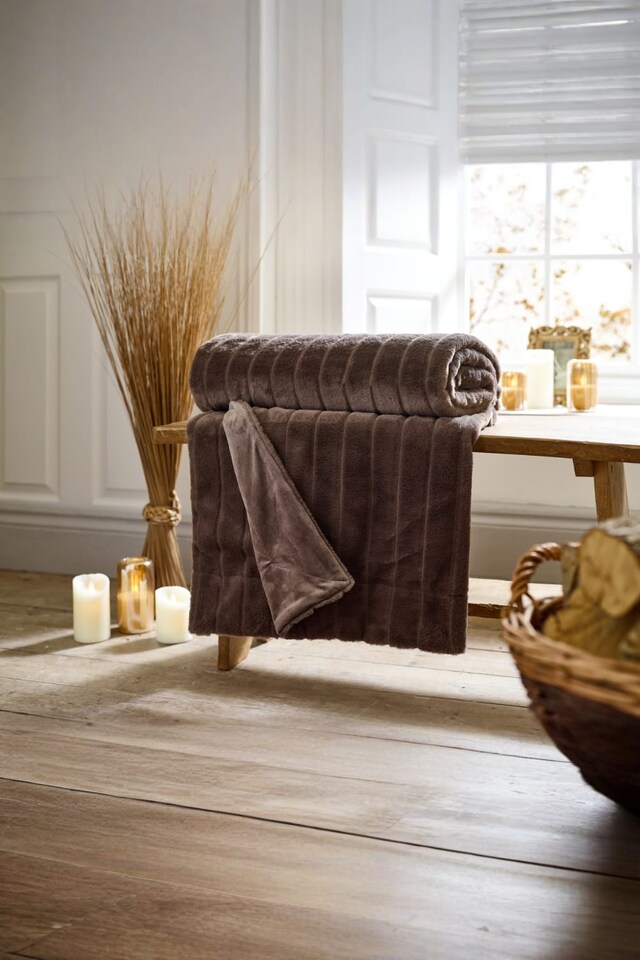 image 1 of Hockley Quilted Supersoft Throw, 150×200cm – Large Cosy Bed & Sofa Blanket | Brown | Mocha