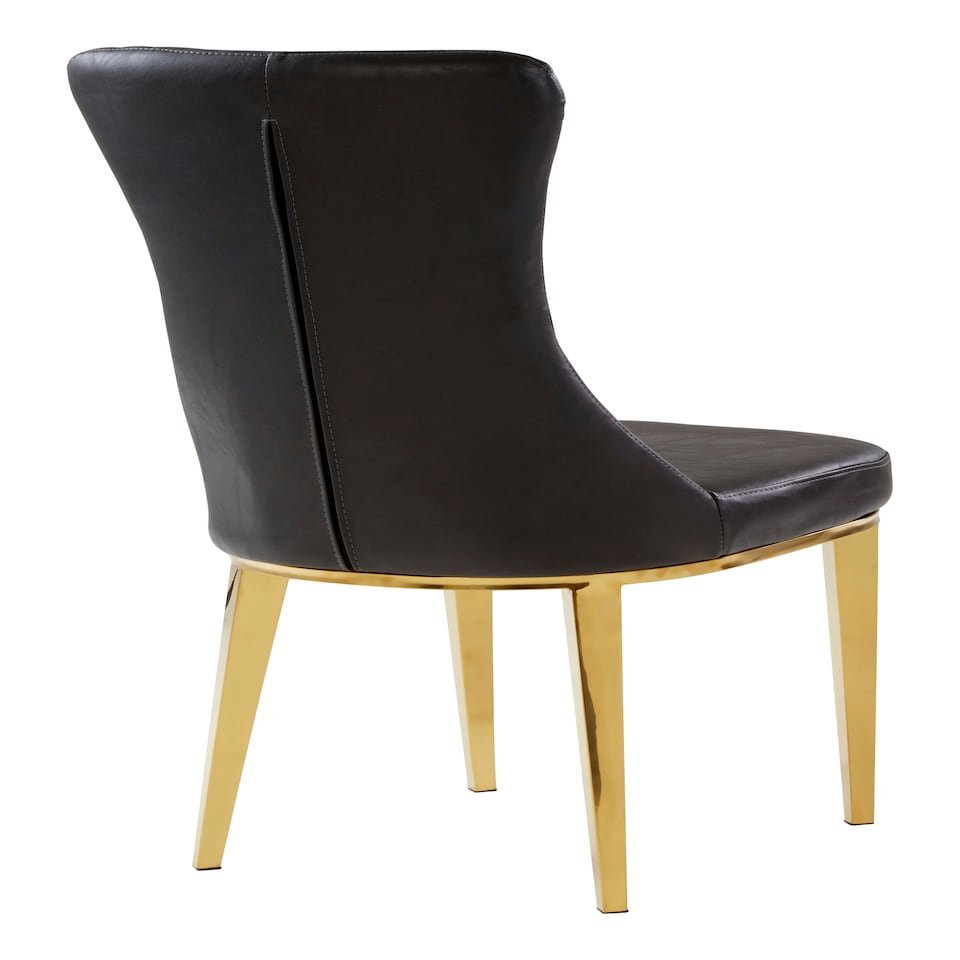 image 1 of Interiors by Premier Black Leather Dining Chair, Effortless Cleaning Lounge Chair for Living Room, Space-Saving Dining Chair
