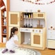 image 8 of COSTWAY Wooden Kids Kitchen Playset Pretend Play Kitchen Sounds Lights Yellow