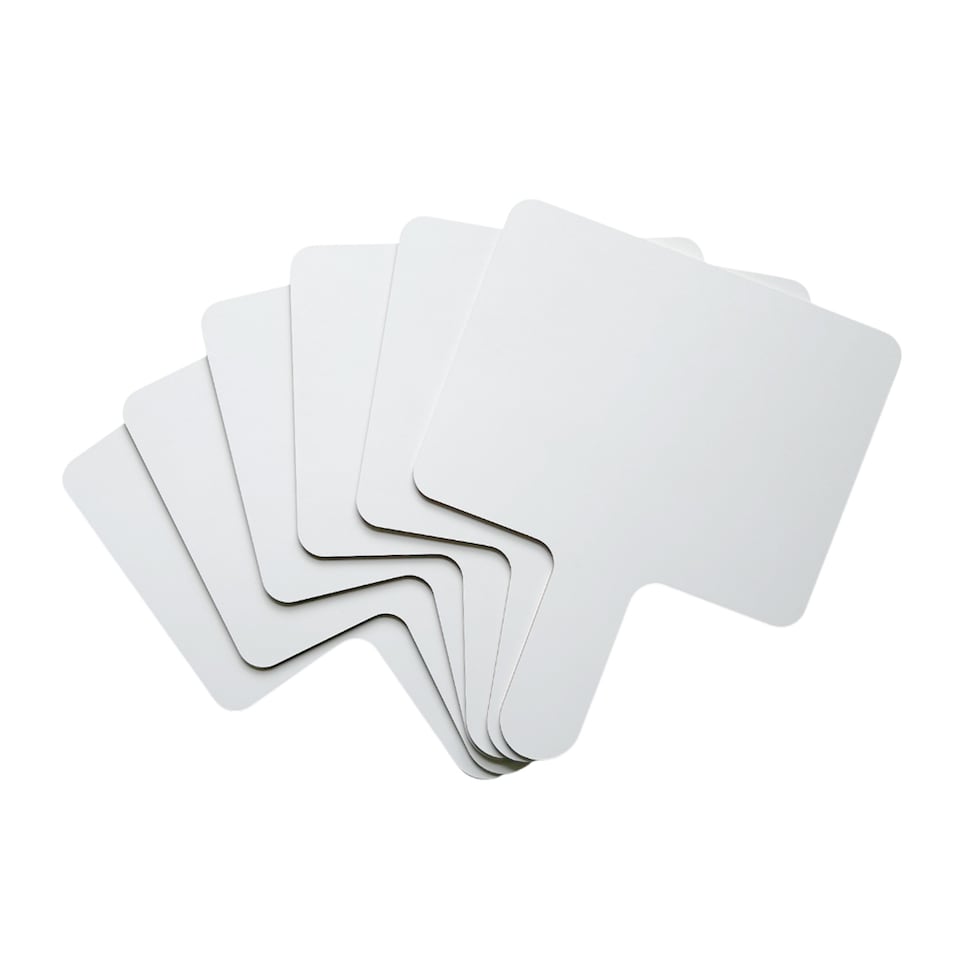 image 1 of Pack of 12 Square Plain White MDF Double Sided Dry Erase Handheld Answer Paddles - Mini Whiteboard