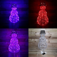60cm Indoor Outdoor Acrylic Snowman Christmas Decoration with Colour Changing LED
