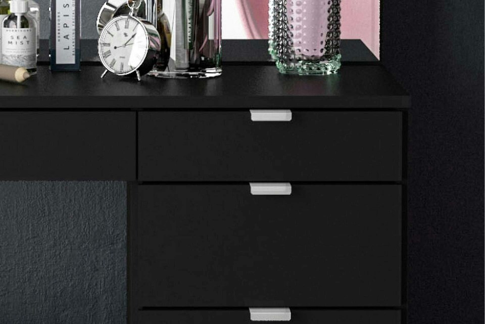 image 1 of Ava 5 Drawer Dressing Table Black
