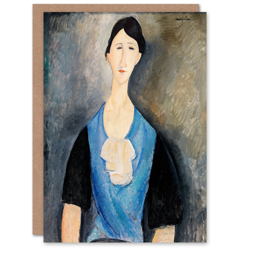 image 1 of Amedeo Modigliani Art Card Young Woman in Blue Portrait