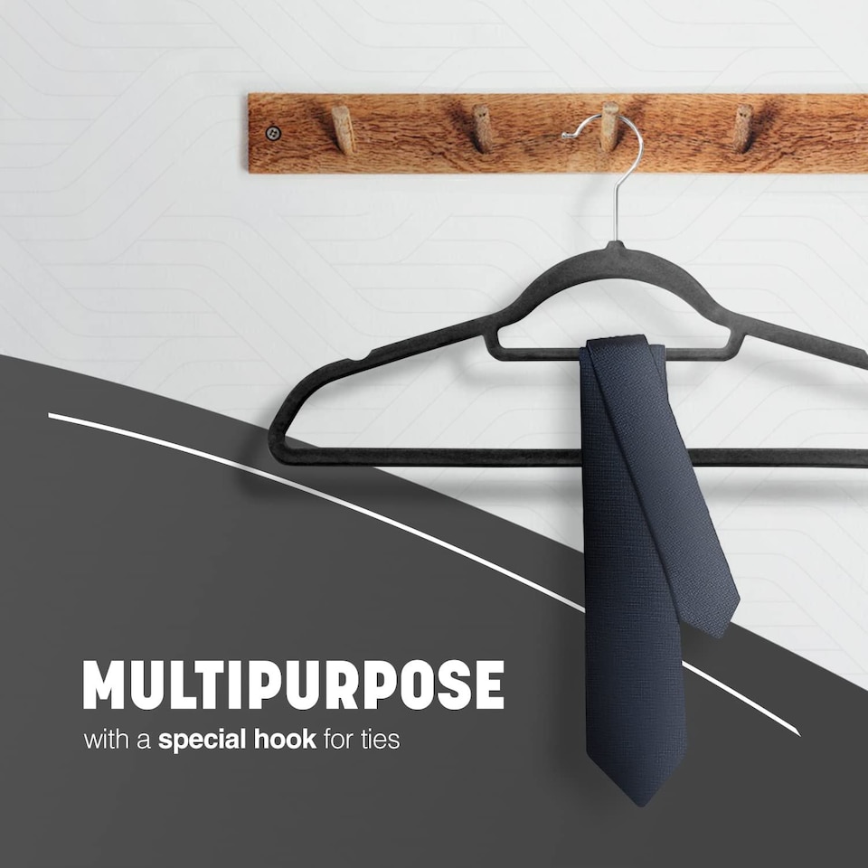 image 1 of Keplin Velvet Non-Slip Clothes Hangers with Tie Bar and Swivel Hook, 30 Pack