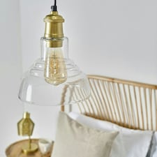 ValueLights Aurelian Brushed Gold Pendant Light with Clear Dome Lamp Shade