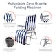 image 3 of Groundlevel Garden Lounge Recliner Chair with Striped Cushion | Blue | Navy