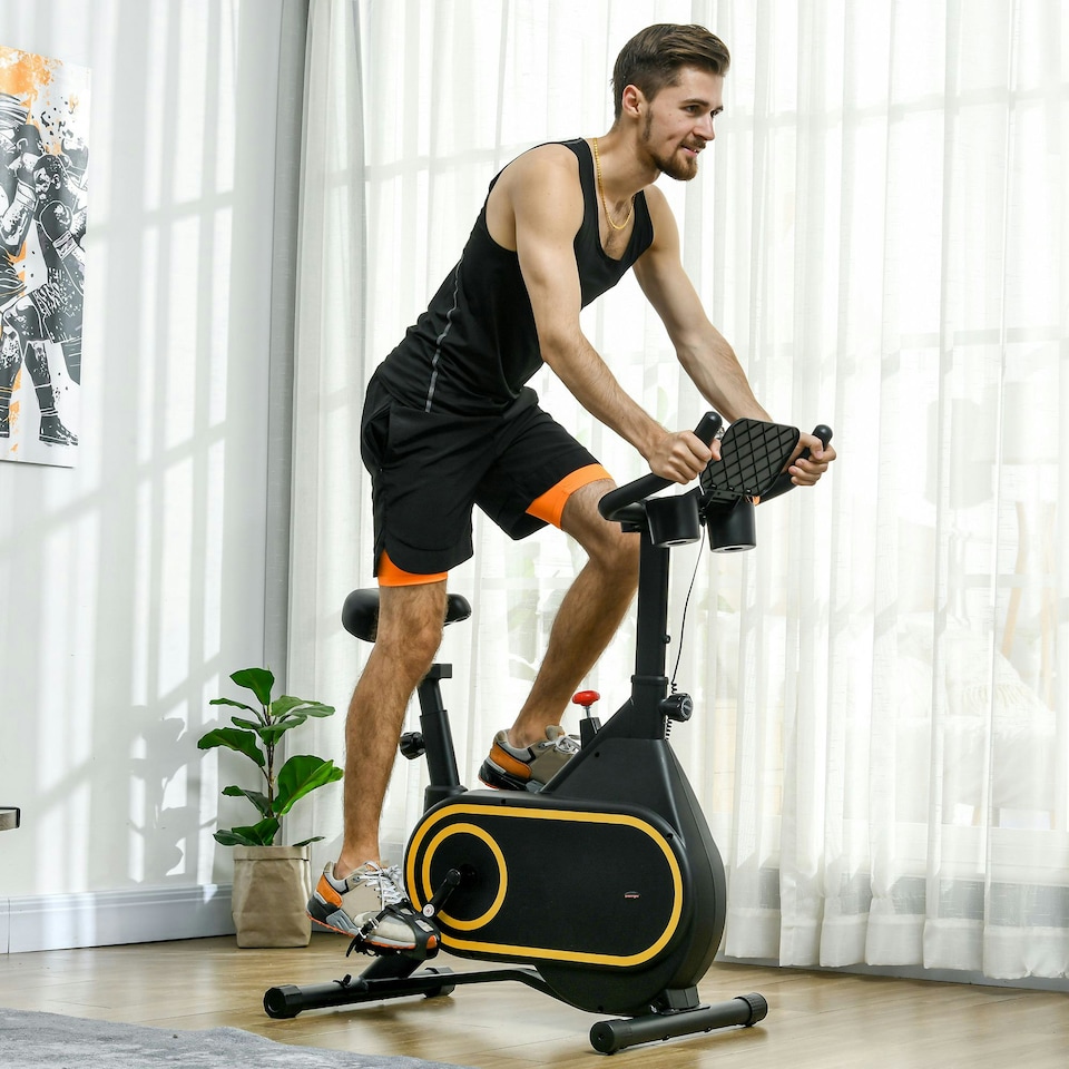 image 1 of SPORTNOW Exercise Bike, Stationary Bike w/ LCD Display for Home Cardio Workout
