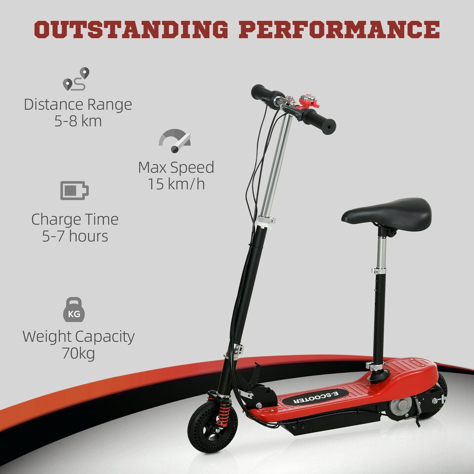 image 1 of HOMCOM Folding Ride on Powered Scooter for Age 4-14 Years, Red