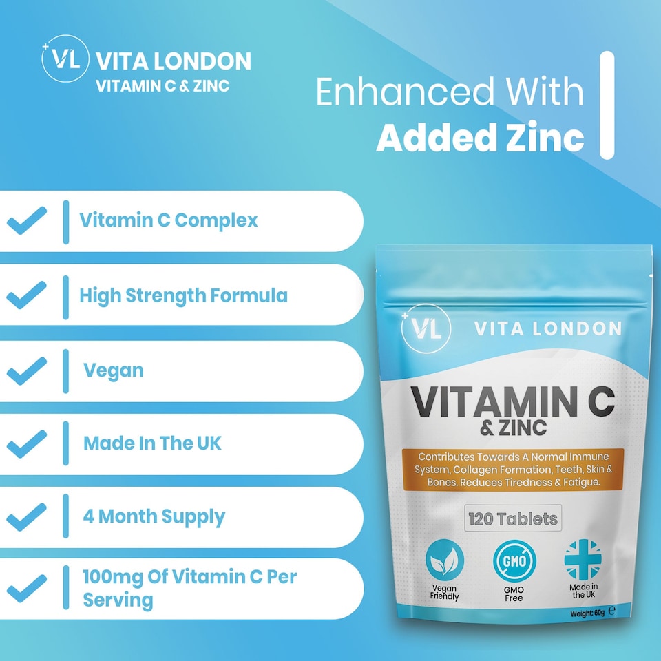 image 1 of Vitamin C & Zinc Tablets - 120mg - 120 Tablets