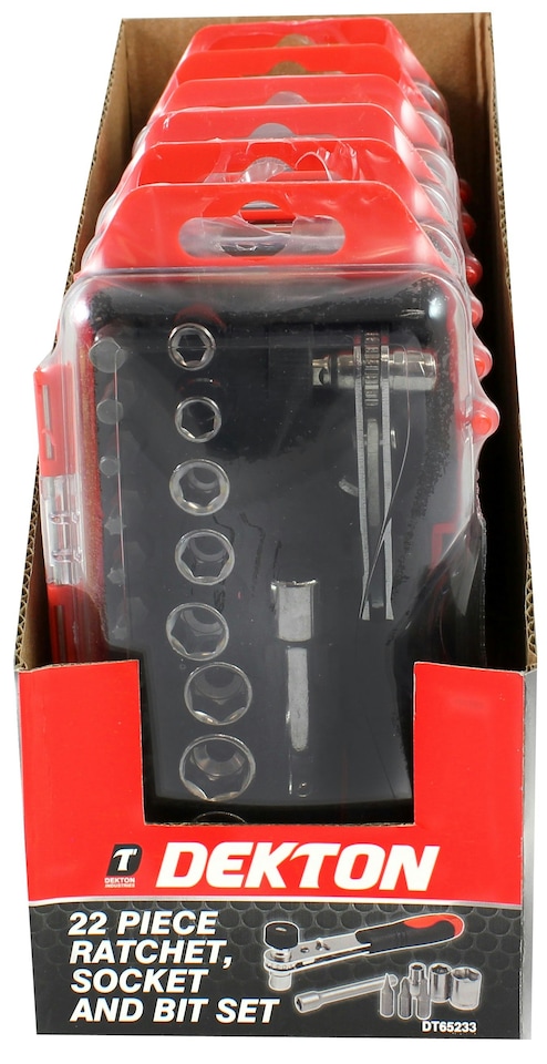 image 1 of Dekton 22pc Ratchet Wrench - Bit And Socket