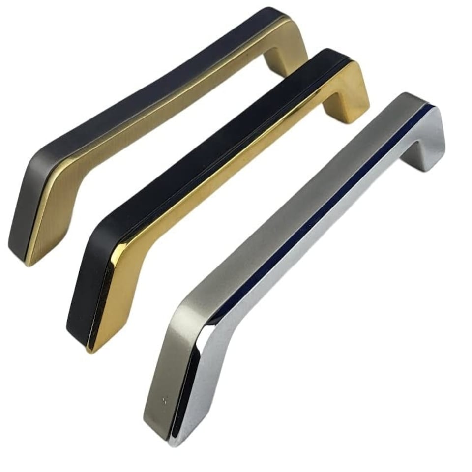 image 1 of Golden Grace Zeta Unique Design Premium Cabinet Cupboard Pull Handles in Black & Gold Dual Finish - 288mm Black