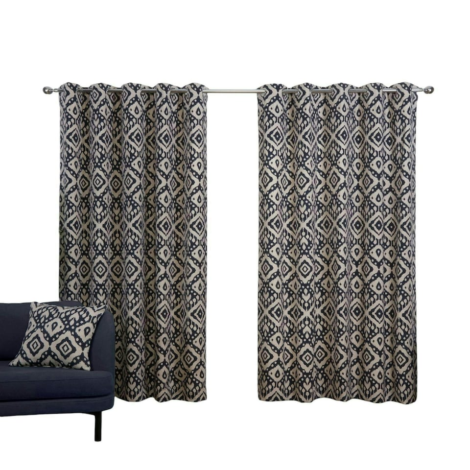 image 1 of Marrakech Eyelet Curtains - Blue - 229cm x 183cm