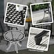 image 5 of Outsunny Cast Aluminium Bistro Table with Umbrella Hole, Black