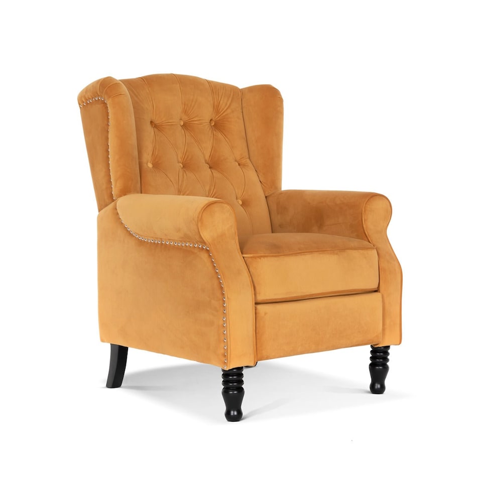 image 1 of Velvet Gold Marianna Manual Recliner Wingback Chair