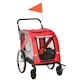 image 1 of PawHut 2-In-1 Dog Bike Trailer Stroller w/ Universal Wheel Reflector Flag Red