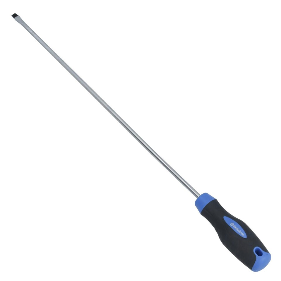 image 1 of Flat Head Extra Long Screwdriver Total Length 400mm with Rubber Handle TE692