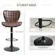 image 4 of HOMCOM Bar Stools Set of 2 Adjustable Height Swivel PU Leather Bar Chairs Brown
