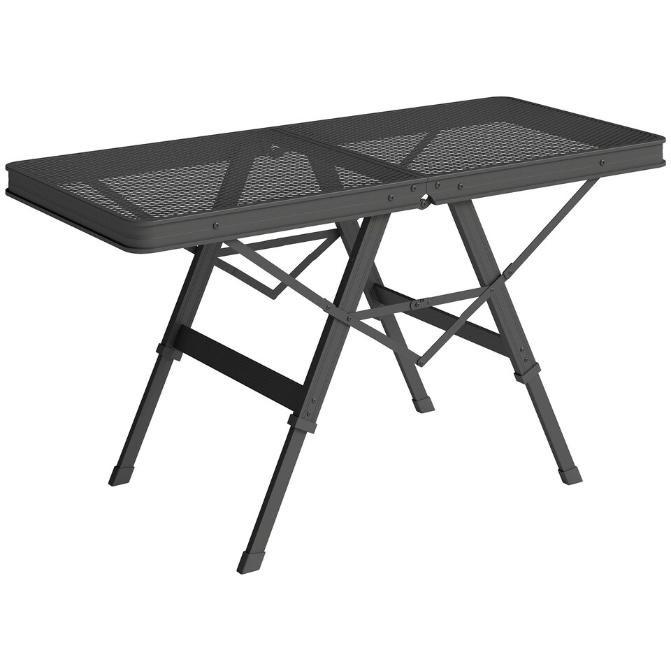 image 1 of Outsunny 3 ft Folding Camping Table w/ Adjustable Heights & Mesh Desktop 