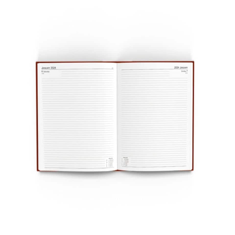 image 1 of 2024 A4 Day Per Page Burgundy Desk Diary