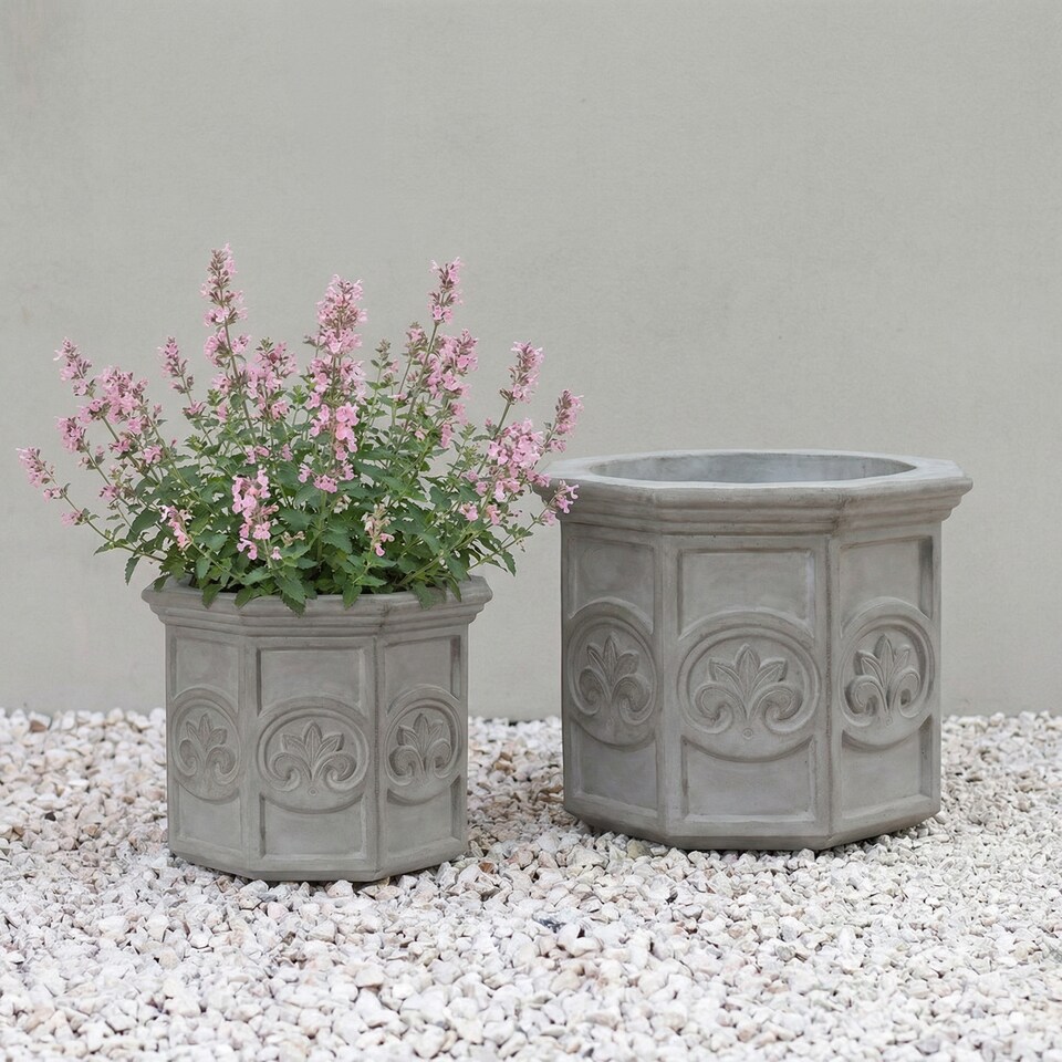 image 1 of Primrose Galgano Hexagon Shaped Concrete Planter in Grey 70cm | Grey | Grey