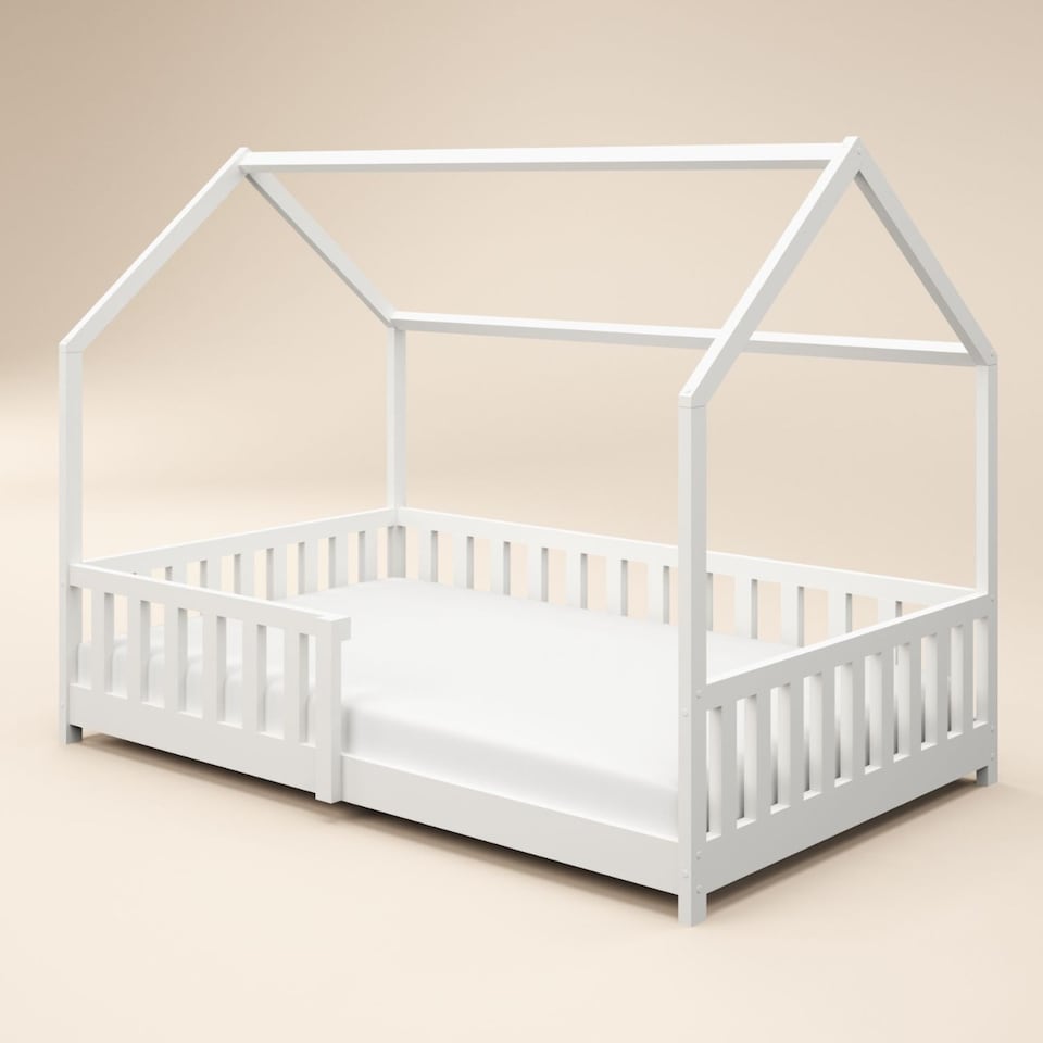 image 1 of Flair Explorer Small Double Play House Floor Bed White Wooden